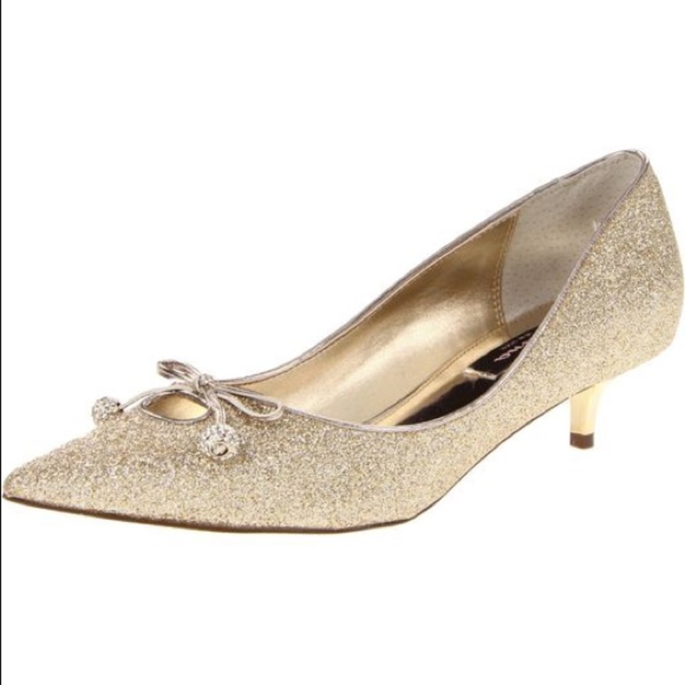 Nina Shoes Gold Glitter “Evita” Heels